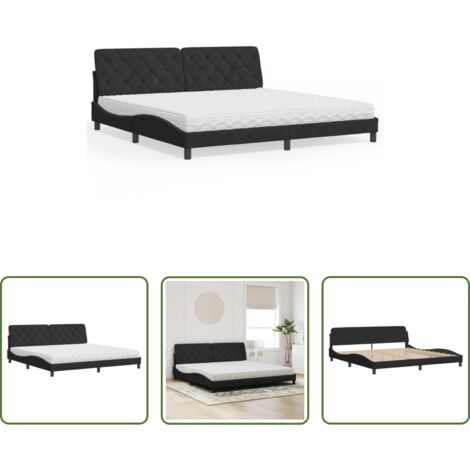 vidaXL Letto in velluto -  Letto con Materasso Nero 200x200 cm in Velluto