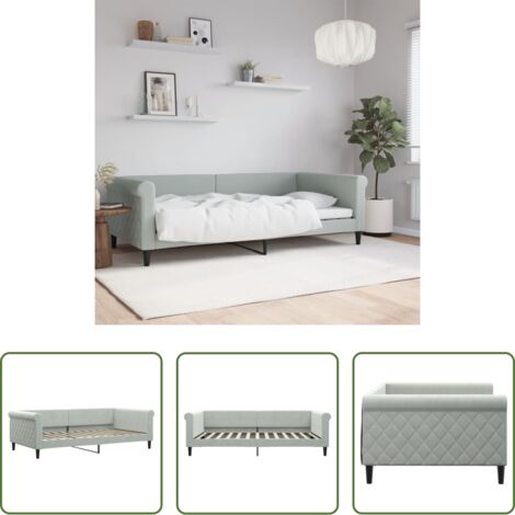 vidaXL Letto in velluto -  Letto da Giorno Grigio Chiaro 100x200 cm in Velluto