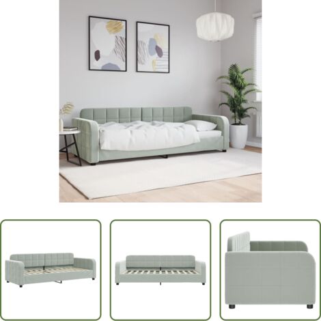 vidaXL Letto in velluto -  Letto da Giorno Grigio Chiaro 80x200 cm in Velluto