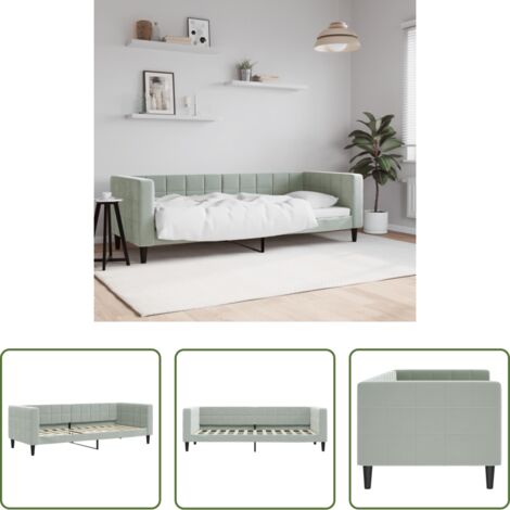 vidaXL Letto in velluto -  Letto da Giorno Grigio Chiaro 80x200 cm in Velluto