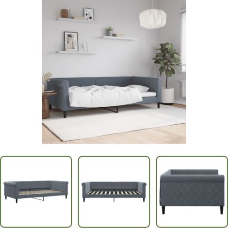 vidaXL Letto in velluto -  Letto da Giorno Grigio Scuro 100x200 cm in Velluto