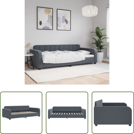 vidaXL Letto in velluto -  Letto da Giorno Grigio Scuro 90x200 cm in Velluto