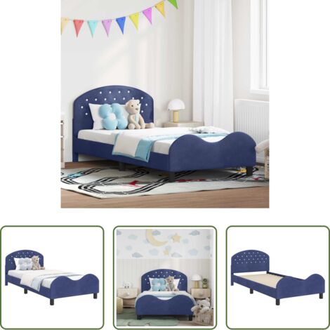vidaXL Letto in velluto -  Struttura letto bambini con testata Blu Polizia 90 x 200 cm