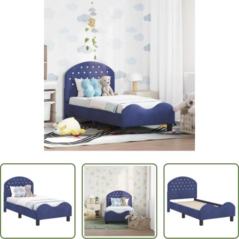vidaXL Letto in velluto -  Struttura letto per bambini con testata Blu Polizia 70 x 140 cm