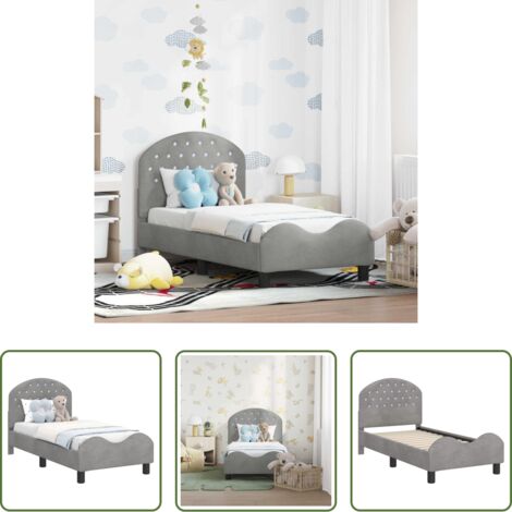vidaXL Letto in velluto -  Struttura letto per bambini con testata Grigio chiaro Velluto