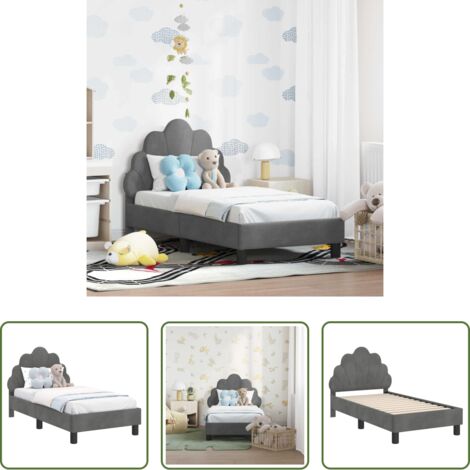 vidaXL Letto in velluto -  Struttura letto per bambini con testata Grigio scuro Velluto