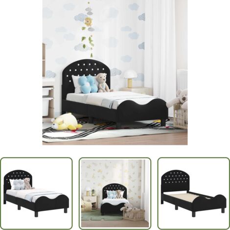 vidaXL Letto in velluto -  Struttura letto per bambini con testata Nero 70 x 140 cm