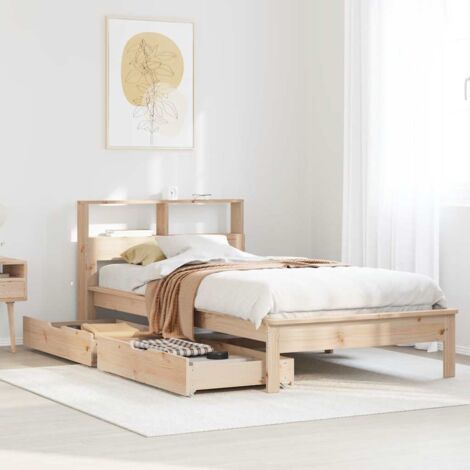 vidaXL Letto Libreria senza Materasso 90x190 cm Legno Massello Pino