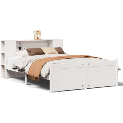 vidaXL Letto Libreria senza Materasso Bianco 120x200 cm Legno di Pino