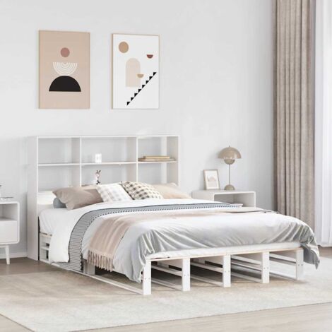 vidaXL Letto Libreria senza Materasso Bianco 140x200 cm Legno Massello