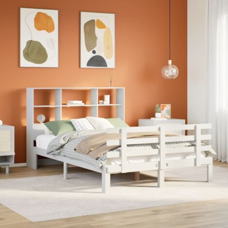 vidaXL Letto Libreria senza Materasso Bianco 160x200 cm Legno di Pino
