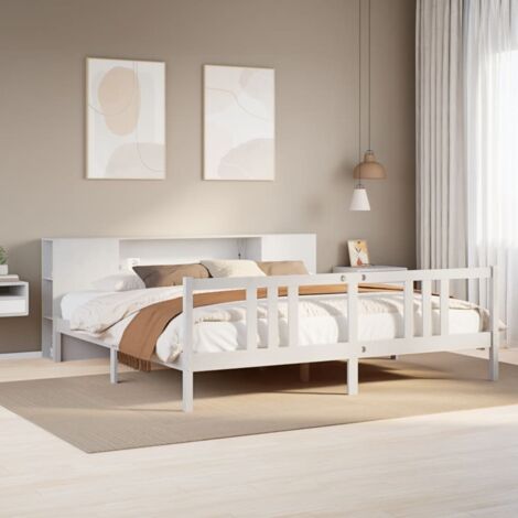 vidaXL Letto Libreria senza Materasso Bianco 200x200 cm Legno di Pino