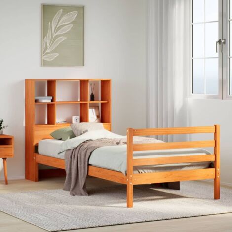 vidaXL Letto Libreria senza Materasso Marrone Cera 75x190 cm Legno