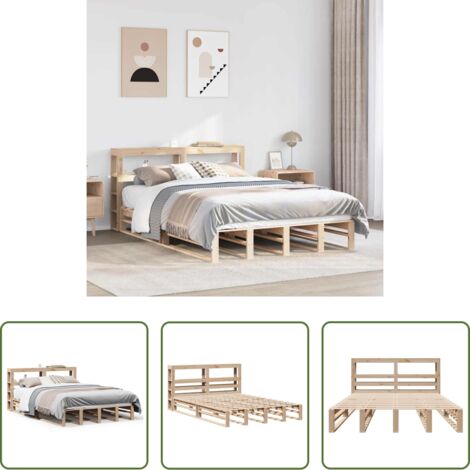 vidaXL Letto matrimoniale -  Giroletto con Testiera 140x190 cm in Legno Massello di Pino