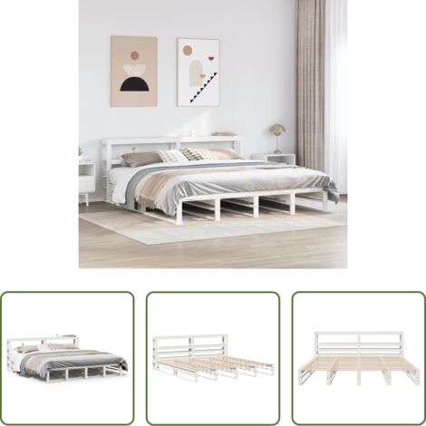 vidaXL Letto matrimoniale -  Giroletto con Testiera Bianco 180x200 cm Massello Pino