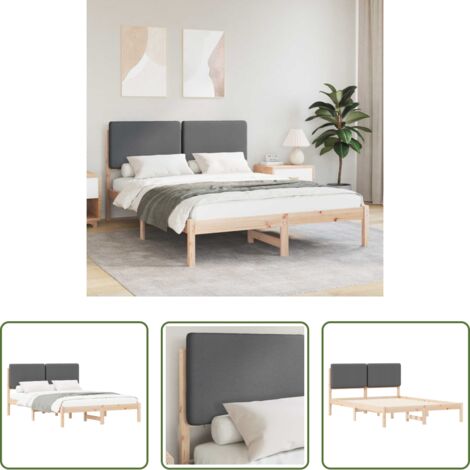 vidaXL Letto matrimoniale -  Letto con Testiera Rivestita Grigio scuro 140 x 190 cm