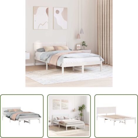 vidaXL Letto matrimoniale -  Struttura del letto Bianco 140 x 190 cm Legno massello di pino