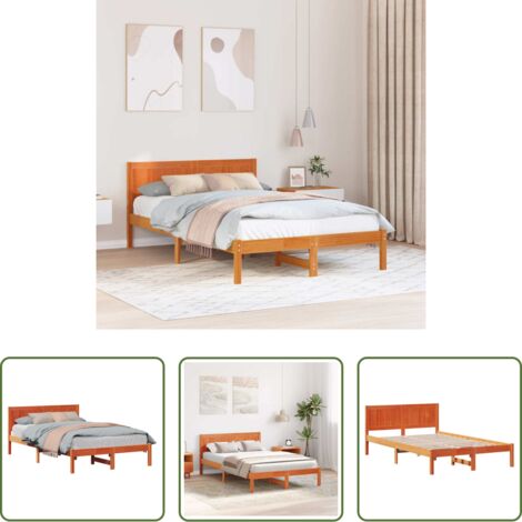 vidaXL Letto matrimoniale -  Struttura del letto Marrone 135 x 190 cm Legno massello di pino