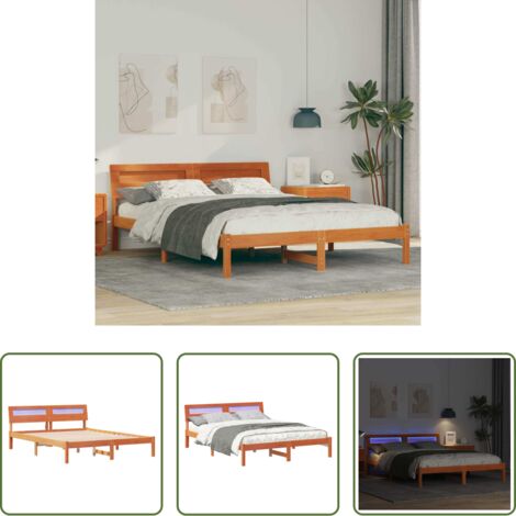 vidaXL Letto matrimoniale -  Struttura del letto Marrone cerato 140 x 200 cm Pino massello