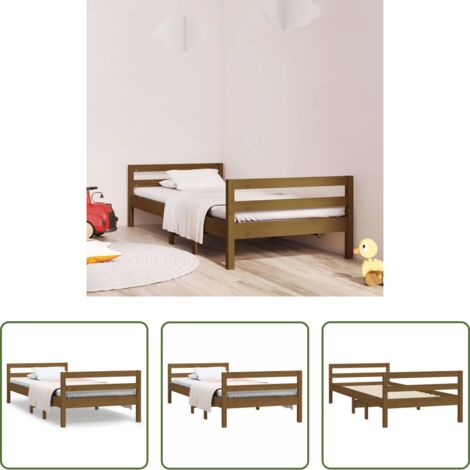 vidaXL Letto minimalista -  Giroletto Ambra 75x190 cm in Legno Massello di Pino