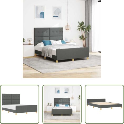 vidaXL Letto minimalista -  Struttura del letto Grigio scuro 140 x 200 cm Tessuto