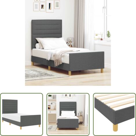 vidaXL Letto minimalista -  Struttura del letto Grigio scuro 90 x 190 cm Tessuto