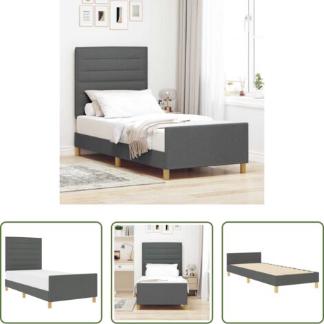 vidaXL Letto minimalista -  Struttura del letto Grigio scuro 90 x 200 cm Tessuto