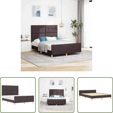vidaXL Letto minimalista -  Struttura del letto Marrone scuro 160 x 200 cm Tessuto