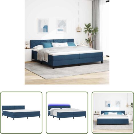 vidaXL Letto moderno -  Letto a molle con materasso con led Blu 200 x 200 cm Tessuto