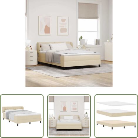 vidaXL Letto moderno -  Letto a molle con materasso Crema 140 x 190 cm Tessuto