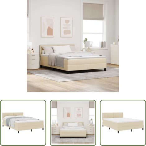 vidaXL Letto moderno -  Letto a molle con materasso Crema 140 x 190 cm Tessuto