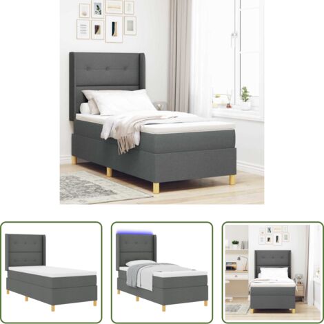vidaXL Letto moderno -  Letto a molle con materasso Grigio 140 x 200 cm Tessuto