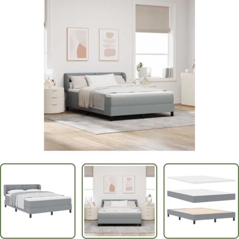 vidaXL Letto moderno -  Letto a molle con materasso Grigio chiaro 140 x 190 cm Tessuto