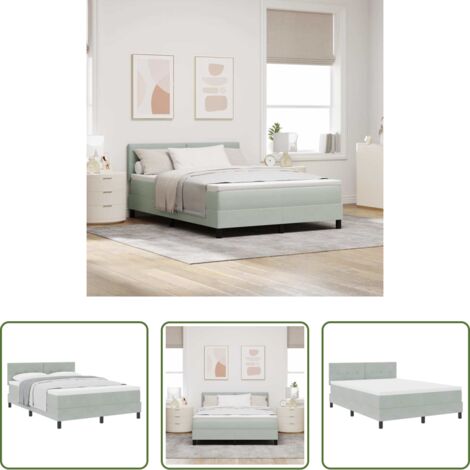 vidaXL Letto moderno -  Letto a molle con materasso Grigio chiaro 140 x 190 cm Velluto