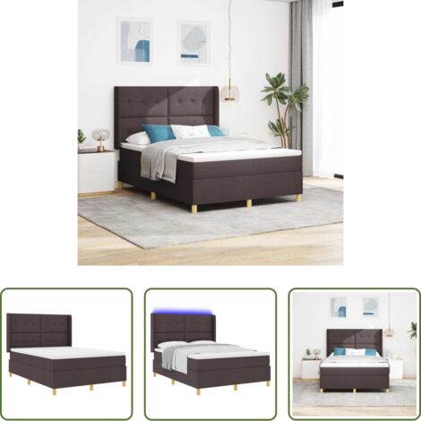 vidaXL Letto moderno -  Letto a molle con materasso Marrone 140 x 190 cm Tessuto