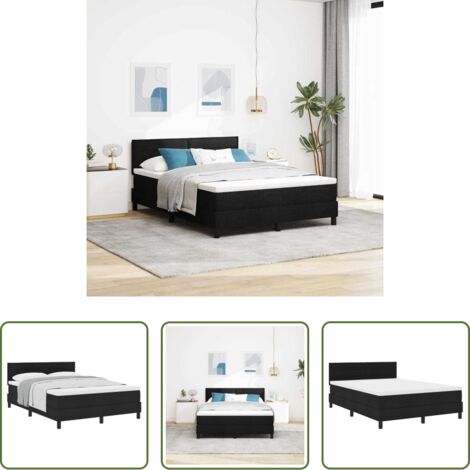 vidaXL Letto moderno -  Letto a molle con materasso Nero 140 x 190 cm Tessuto