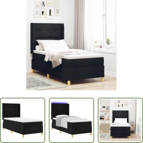 vidaXL Letto moderno -  Letto a molle con materasso Nero 140 x 190 cm Tessuto