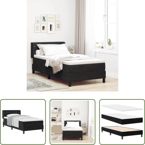 vidaXL Letto moderno -  Letto a molle con materasso Nero 200 x 100 cm Velluto