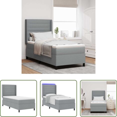 vidaXL Letto moderno -  Letto a Sorgente LED Grigio chiaro 80 x 200 cm Tessuto