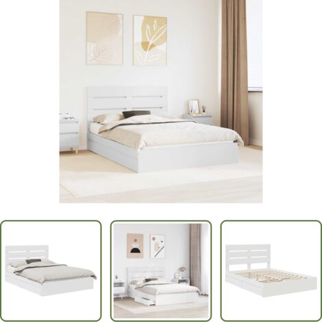 vidaXL Letto moderno -  Letto con Contenitore Bianco 140 x 190 cm Legno multistrato