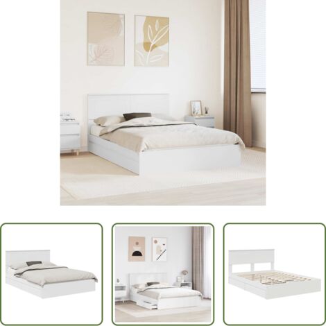 vidaXL Letto moderno -  Letto con Contenitore Bianco 140 x 200 cm Legno multistrato