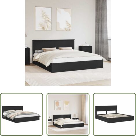 vidaXL Letto moderno -  Letto con Contenitore Nero 200 x 200 cm Legno multistrato