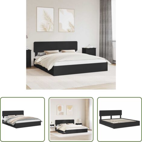 vidaXL Letto moderno -  Letto con Contenitore Nero 200 x 200 cm Legno multistrato