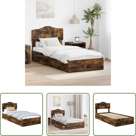 vidaXL Letto moderno -  Letto con Contenitore Rovere fumé 90 x 190 cm Legno multistrato
