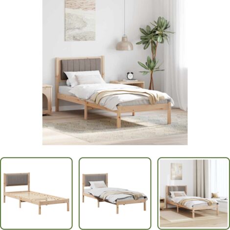 vidaXL Letto moderno -  Letto con Testiera Rivestita Talpa 80 x 200 cm Pino massello