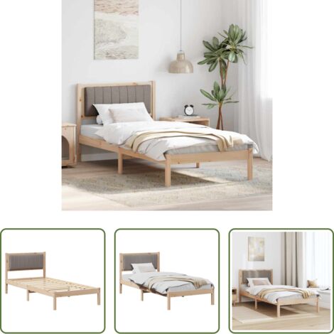 vidaXL Letto moderno -  Letto con Testiera Rivestita Talpa 90 x 190 cm Pino massello