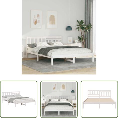 vidaXL Letto moderno -  Struttura del letto Bianco 140 x 200 cm Pino massello