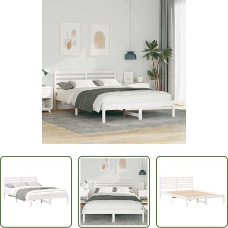 vidaXL Letto moderno -  Struttura del letto Bianco 140 x 210 cm Pino massello