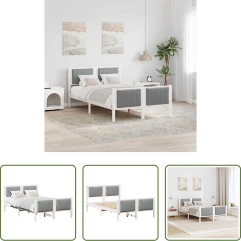 vidaXL Letto moderno -  Struttura del Letto Bianco e grigio chiaro 120 x 190 cm