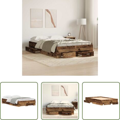 vidaXL Letto moderno -  Struttura del letto con cassetto Legno vecchio 120 x 200 cm